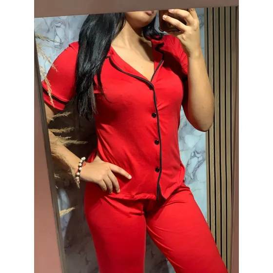 Pijama De Dama Pantalón De Botones 