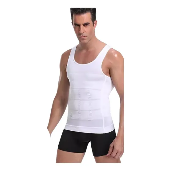 Camiseta Polera Faja Reductora Hombre Color Blanco Talla 2XL VICALLY FASHION