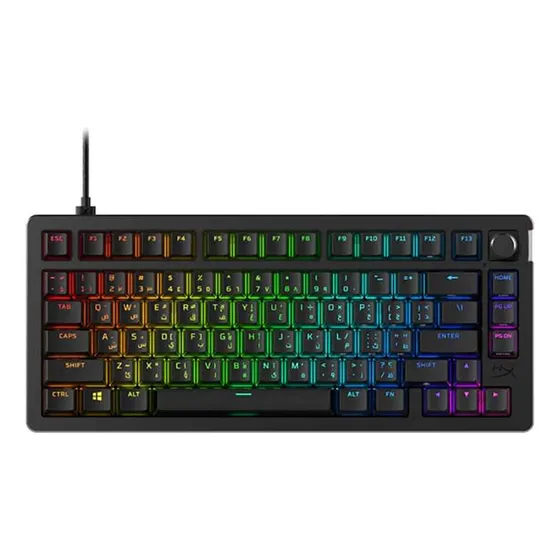 Teclado mecânico linear para jogadores Hyperx Alloy Rise 75 Rgb, idioma preto, espanhol, América Latina