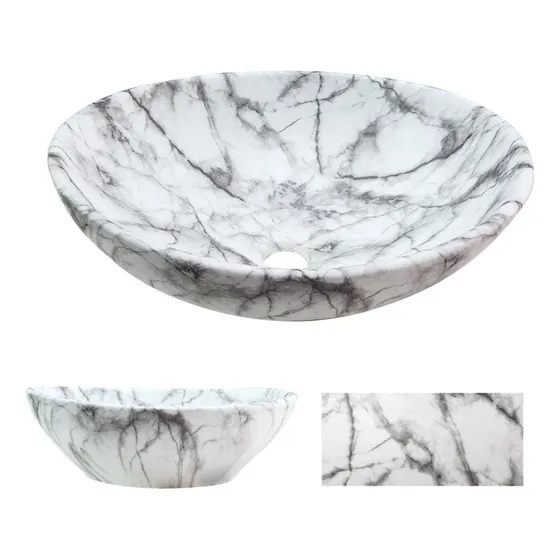 Accesorio De Baño Lavamanos Ovalado Blanco Mateado