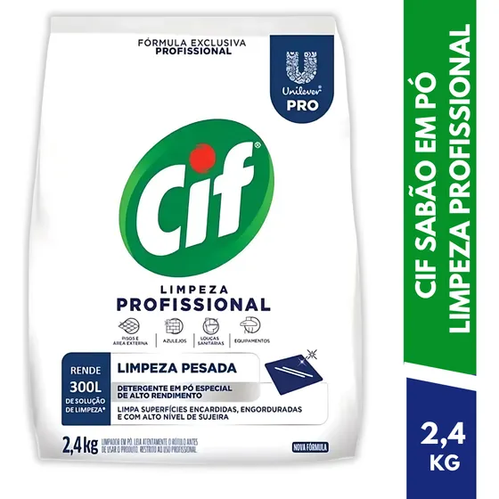 Cif Sabão Em Pó Limpeza Profissional Detergente Casa 2,4kg