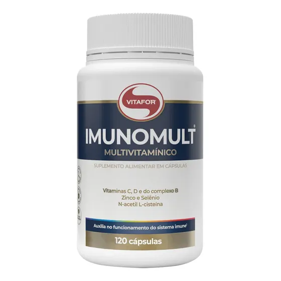 Suplemento Vitafor Imunomult Minerais Vitaminas em pote de 120 Cápsulas