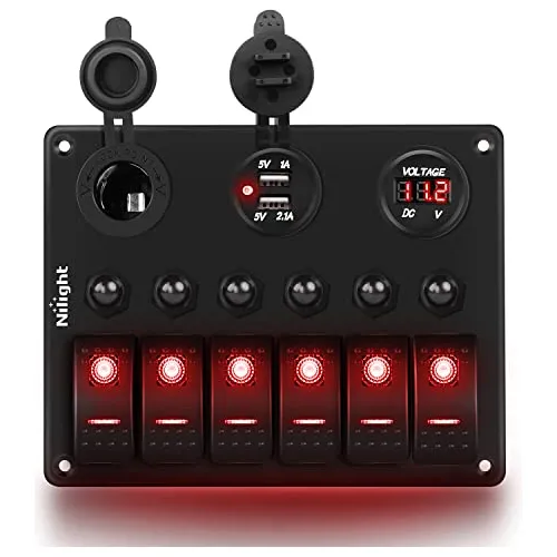 Nilight - 90123f 6 Gang On Off Rocker Switch Panel H3v3h
