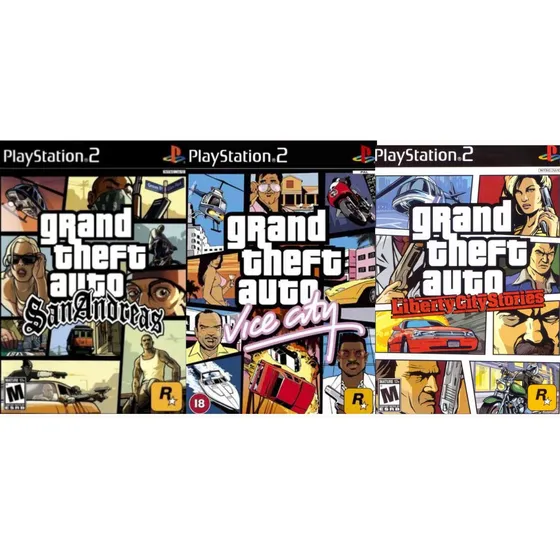 Kit Com 3 Jogos Ps2 Gta San Andreas Vice City Liberty City