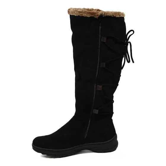 Botas Altas Bucaneras Gamuza Y Chiporro Mujer Negro 2201