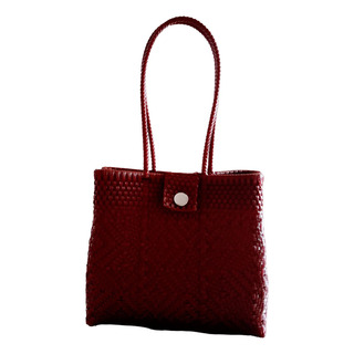 Bolso Artesanal De Toquilla Plegable, Vino, Mediana, Casual Bolso Artesanal De Toquilla Plegable, Vino, Mediana, Casual
