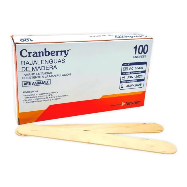 Bajalenguas De Madera Cranberry 100 Unidades