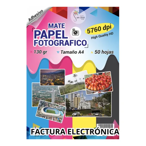 Papel Fotográfico Adhesivo Mate Autoadhesivo X 50 Hojas