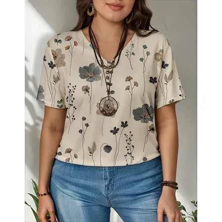 Camiseta Blusa Holgado Estampado Floral Talla Grande