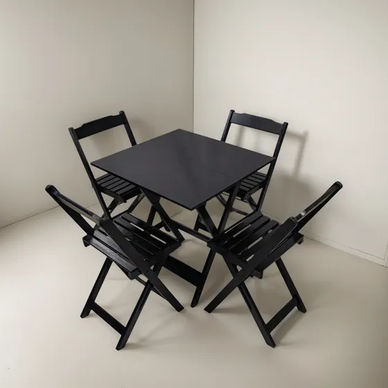 Mesa De Jantar Dobrável  70cm Dobrável Standard + 4 Cadeiras