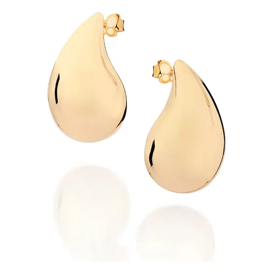 Brinco Rommanel Banhado A Ouro Grande Gota Abaulado - 527434