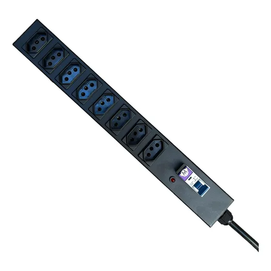 Filtro De Linha 8 Tomadas 20a C/ Disjuntor 4400watts Régua Eletrica 127v/220v M Volts Cor Preto