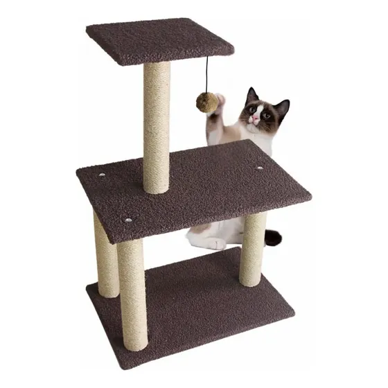 Torre Arranhador Para Gato Sisal Brinquedo Bolinha 3 Andares