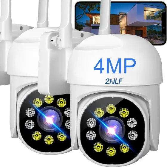 2nlf® 2pcs Cámara De Seguridad Exterior Wifi ip 360 Impermeable HD Color Blanco