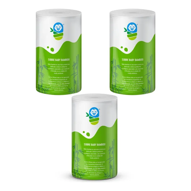 3 Rollos Papel Bambú 300 Hojas Desechables, Pañal Ecológico Género Sin género Talla Mediano (M)