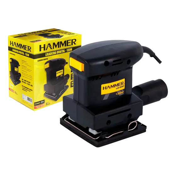 Lixadeira Orbital Elétrica Hammer, Modelo GYLO200, Potência de135W, Ideal para Marcenaria e Móveis 220V