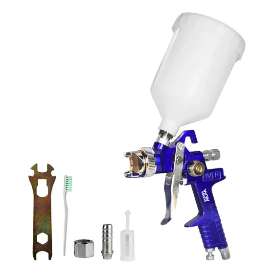 Pistola De Pintura Automotiva Alta Pressão Hvlp Cor Azul 1.4mm WWSoldas