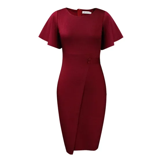 Vestido De Saia Lápis Elegante Ol Commute Plus Size