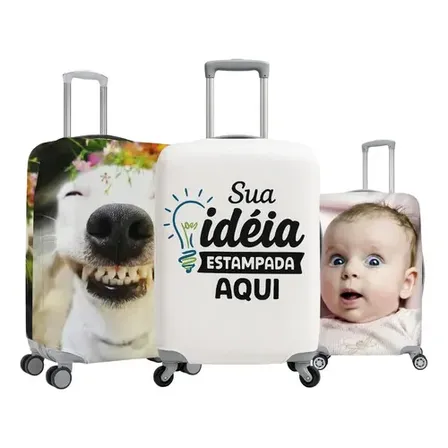 Capa Protetora Para Mala Personalize Com Foto Logo Elástica