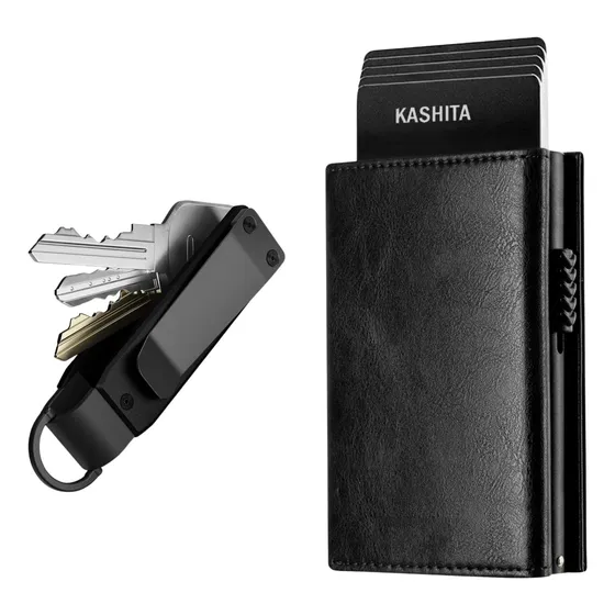 Billetera Cuero Tarjetero Imantado Automático Con Key Smart