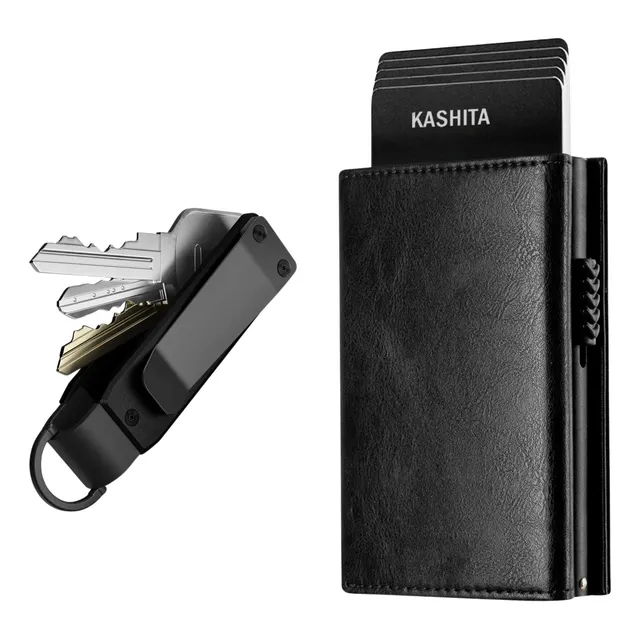 Billetera Cuero Tarjetero Imantado Automático Con Key Smart