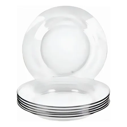 Jogo De Pratos Fundos Kit 6 Peças Em Vidro Almoço E Jantar