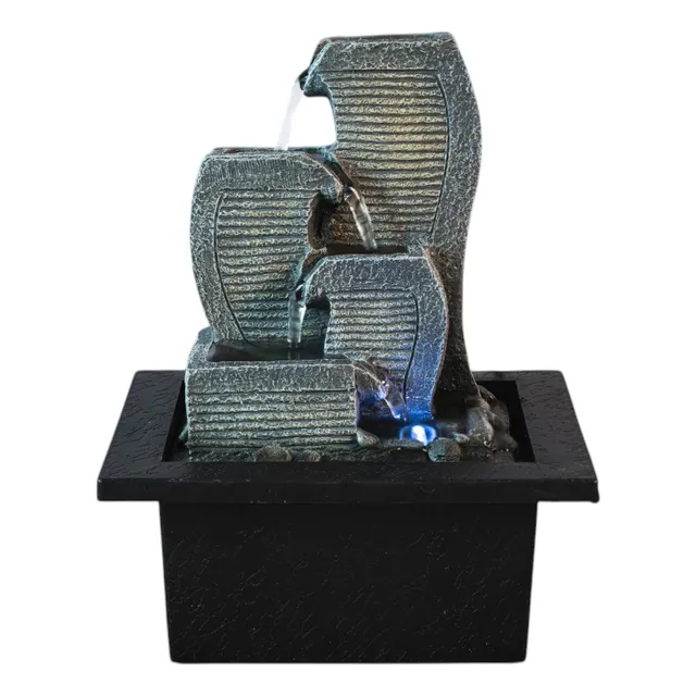 Fuente De Agua Decorativa 18 Cm Vasijas Led Con Cascada Zen