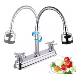 Grifo Mezcladora Doble Comando Cuello Flexible Para Cocina Grifo Mezcladora Doble Comando Cuello Flexible Para Cocina