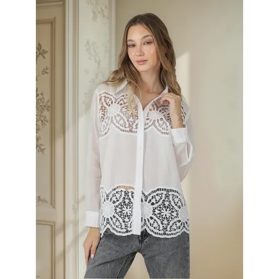 Camisa De Mujer Tracy Bordada Manga Larga Guk4032 Arizona