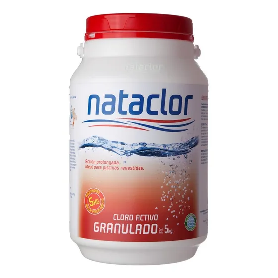 Nataclor Cloro Activo Granulado 5kg - Cloro Sólido de Disolución Lenta, solo apto para piscinas revestidas