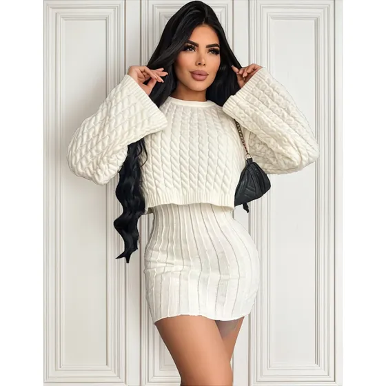 Vestido De Mangas, Conjunto Doble Pieza, Vestido Elegante