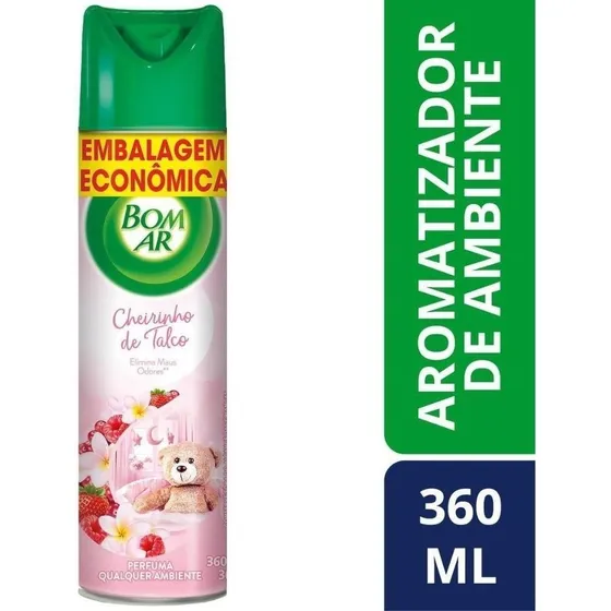 Bom Ar Aromatizador Aerosol Cheirinho Talco 360ml Promo F