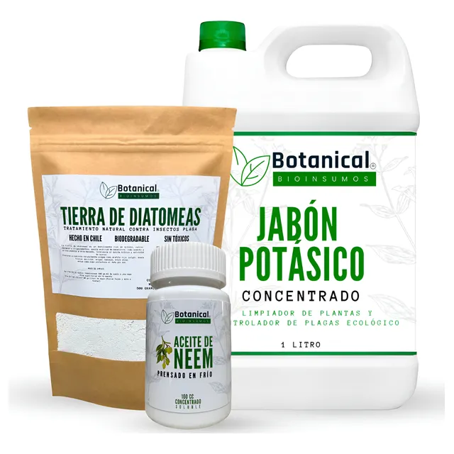 Jabón Potásico 1 Lt, Aceite Neem 100cc Y Diatomeas 1 Kilo