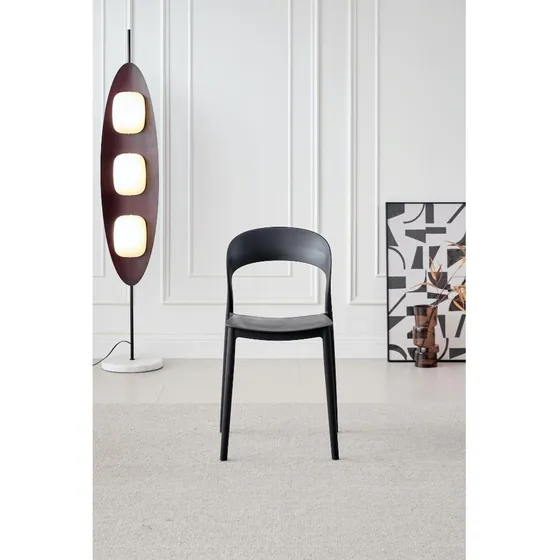 Silla Patrick, Color Negro, Con Espaldar Y Diseño Moderno Acabado de la estructura Laqueado Color Negro