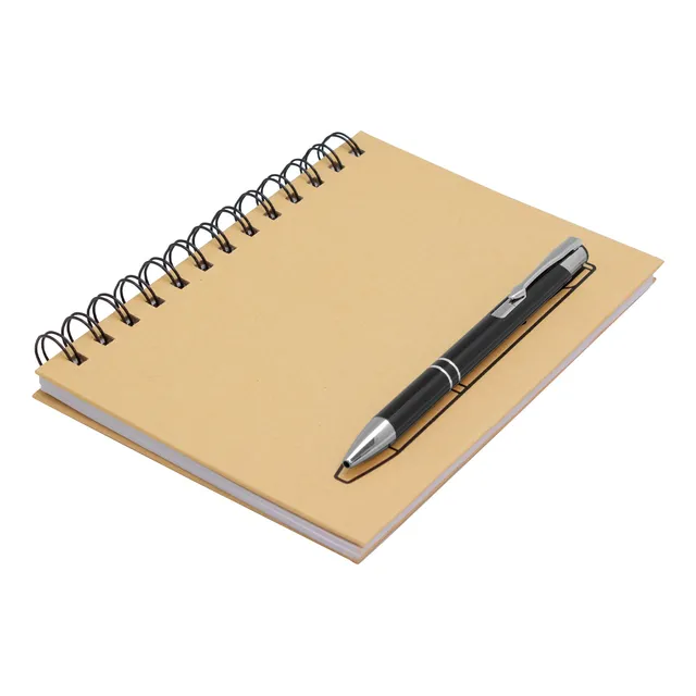 Libreta Kraft Con Bolígrafo Imantado + Grabado Personalizado