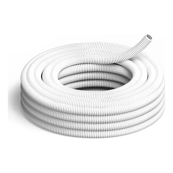 Caño Corrugado Blanco Ignifugo 3/4 De Pulgada (rollo 25m)