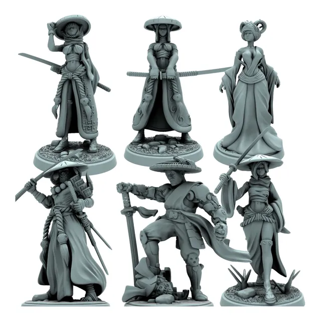 Miniaturas Samurais Rpg Compatível D&d Dnd Dungeon & Dragons
