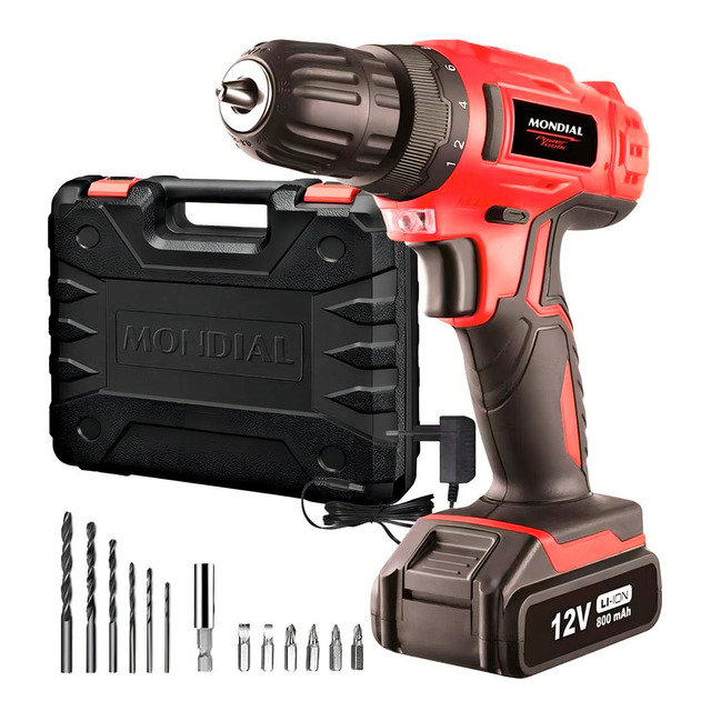 Furadeira Parafusadeira Sem Fio De 10mm Mondial Fpf-06m + Accesorio Com Maleta De Transpor... Furadeira Parafusadeira Sem Fio De 10mm Mondial Fpf-06m + Accesorio Com Maleta De Transpor...