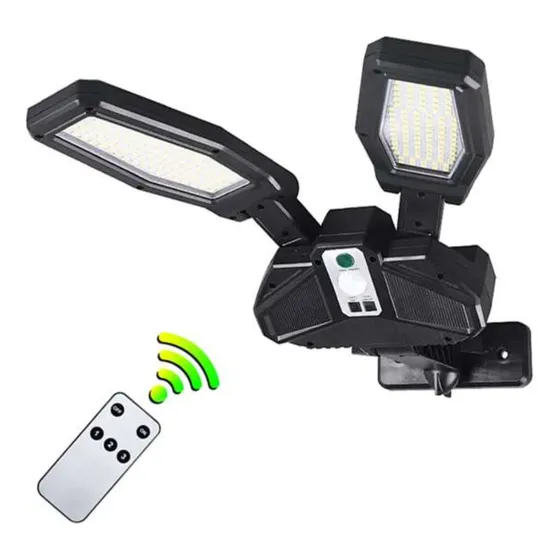 Lampara Doble Led Solar 80w 6500k Con Sensor De Movimiento
