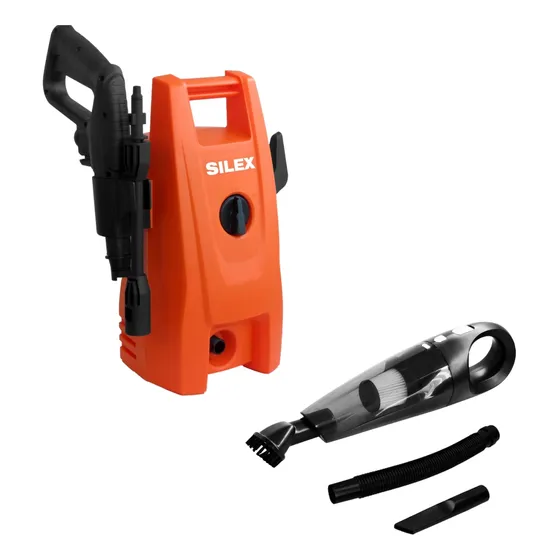 Hidrolavadora Portátil Silex 100 Bar 1200w Con Accesorios + Aspiradora Portatil Silex 12 V