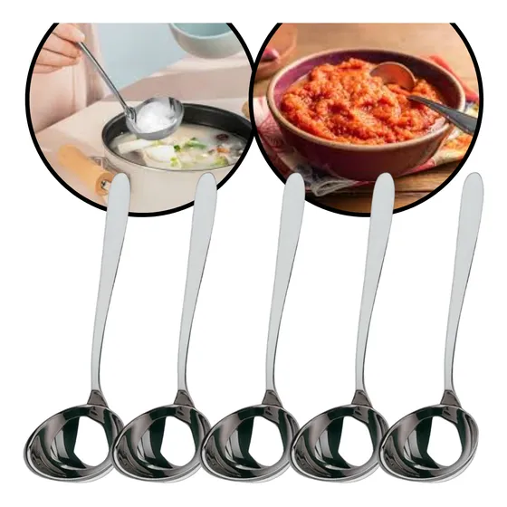Kit 5 Concha Pequena Para Servir Molho Caldo Metal Inox