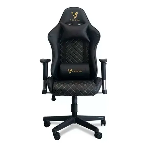 Silla Perseo Pegasus Negro/dorado Cuero Ecológico 120kg Color Negro
