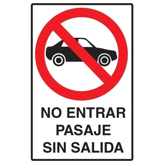 Señalética No Entrar Pasaje Sin Salida 60x40cm Metalico