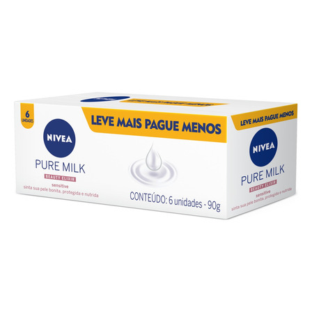 Nivea Sabonete Em Barra Pure Milk Sensitive Promo 6 Uni 90g Nivea Sabonete Em Barra Pure Milk Sensitive Promo 6 Uni 90g