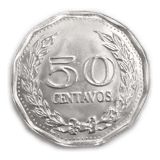 Curiosa Moneda 50 Centavos Colombia Decagonal 10 Lados