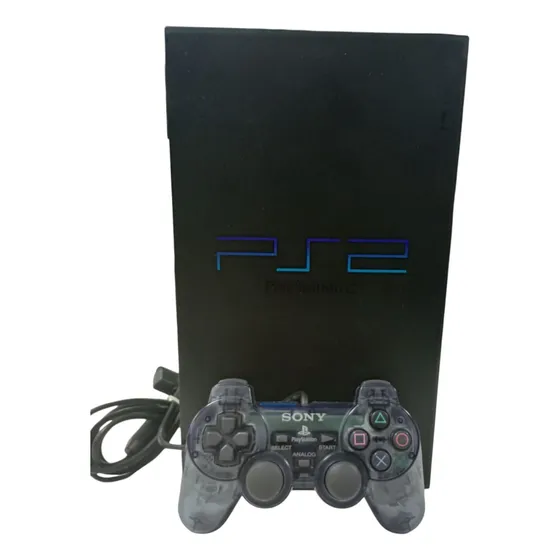 Playstation 2 Midnight Black Translucido Com 1 Controle E 1 Jogo, Revisado Com Garantia E Nota Fiscal