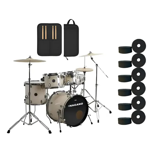 Bateria Acústica Garage Rock 22 Silver Sparkle Prata Nagano