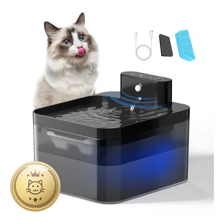 Bebedouro Fonte Para Filtro Água Automática Gatos Sem Tomada C/sensor 2.2l Recarregável 5v Preto
