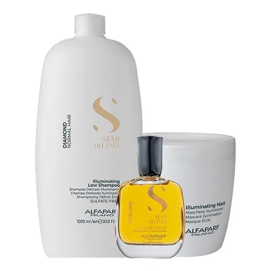 Kit Alfaparf Sdl Diamond-sh 1000ml + Másc 500ml + Óleo 50ml
