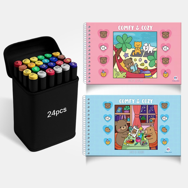 Livro Comfy E Cozy Capa Dura Espiral Explore Sua Criatividade Colorindo Com Marcadores 24 ... Livro Comfy E Cozy Capa Dura Espiral Explore Sua Criatividade Colorindo Com Marcadores 24 ...
